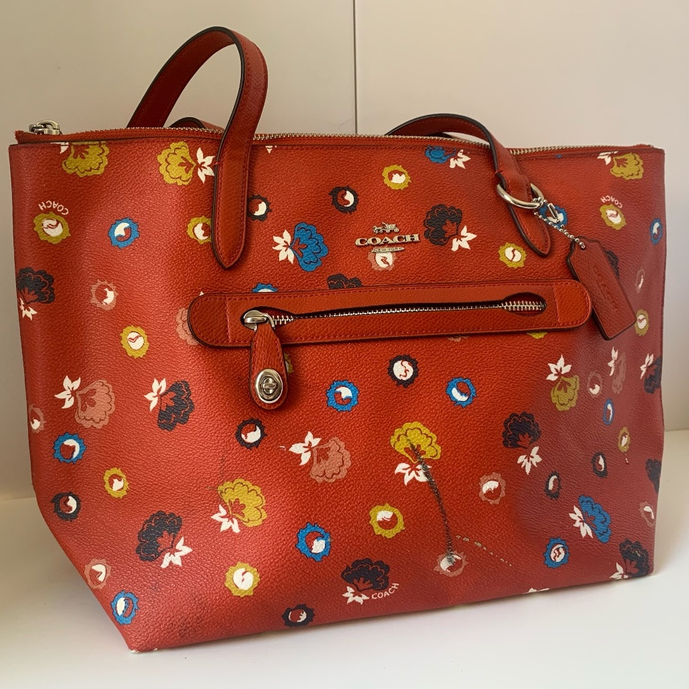 Coach Taylor Floral Print Leather Tote